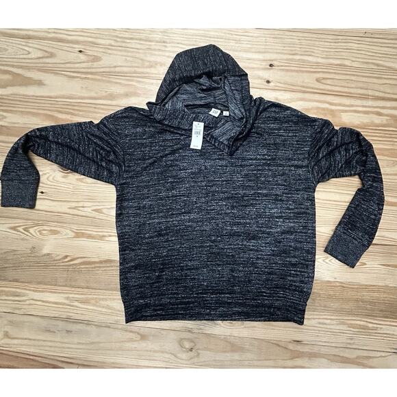 GAP Black-Gray Lightweight Hoodie Crewneck Long-Slv Stretchy Small New With Tags - Picture 6 of 16